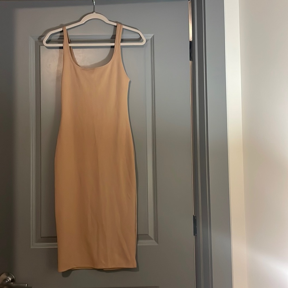 Zara tan midi dress.